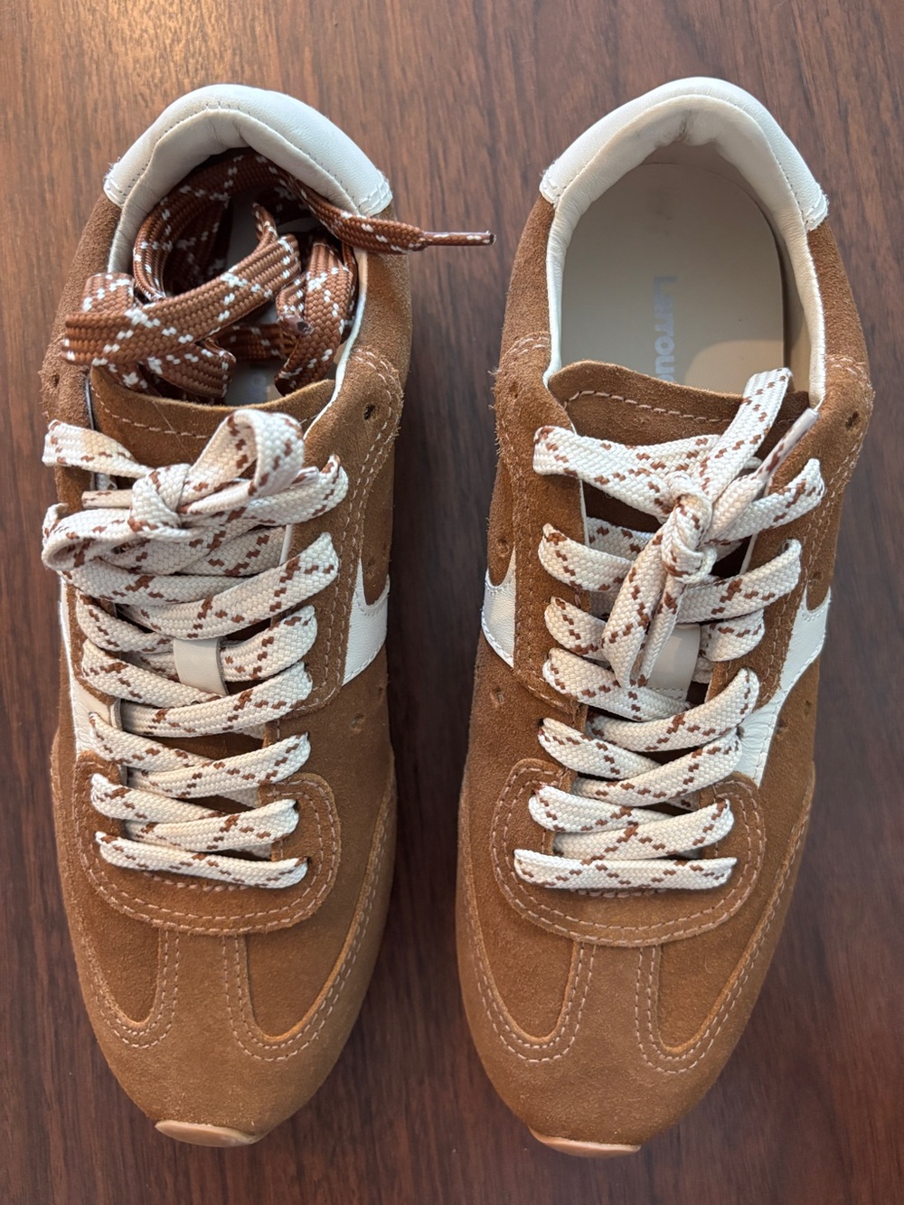 Larroude Stella Brown Suede Sneakers with White Accents size 7.5 - Picture 9 of 11